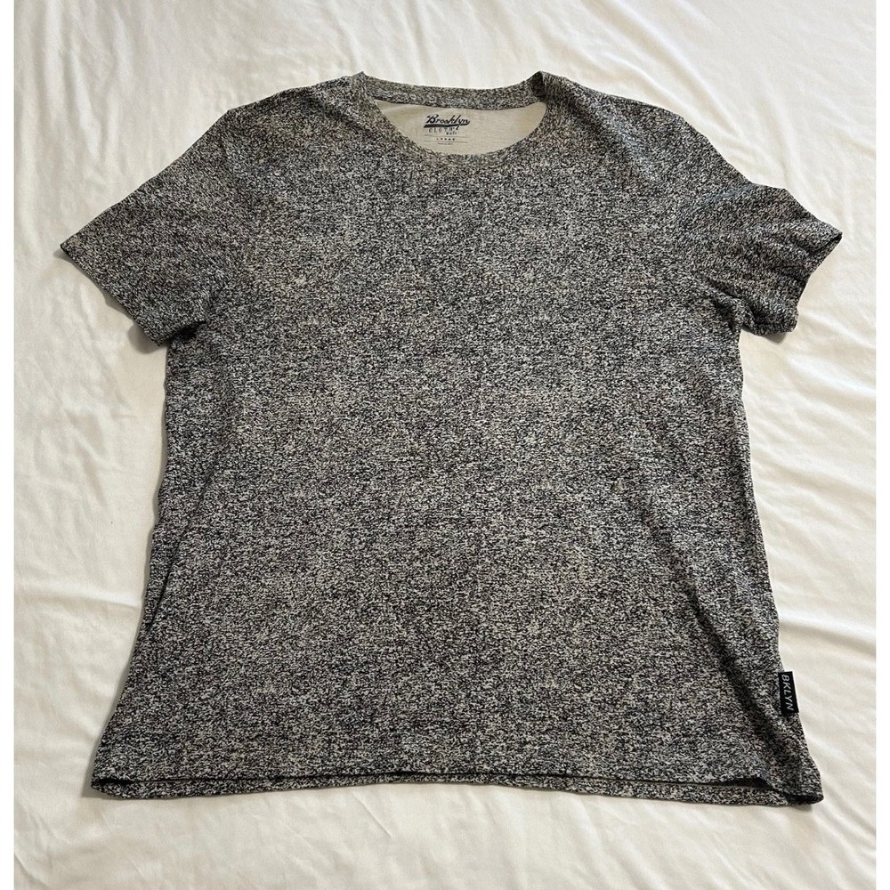 Brooklyn Cloth Mens Space Dye T-Shirt Black White Marled Cotton Tee Large